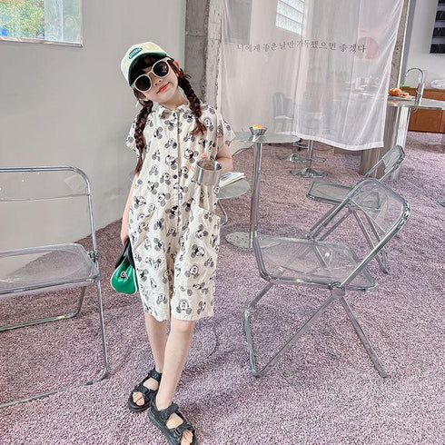 Boys' And Girls' Cartoon Graffiti Large Pocket Sleeveless Jumpsuit